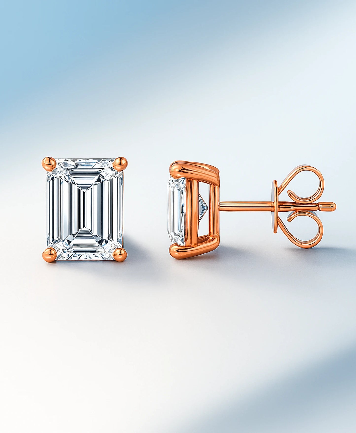Lab Grown Diamond Stud Earring Emerald